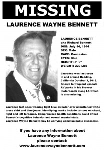 Missing Laurence Wayne Bennett Redding California aka Richard Bennett